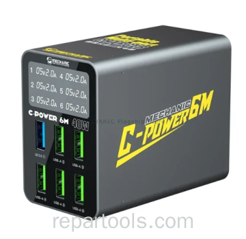 USB Charger MECHANIC C-POWER 6M/6C/6P/6S Multi Port Fast Charging Portable Intelligent Digital Display Multiple Protection 6M