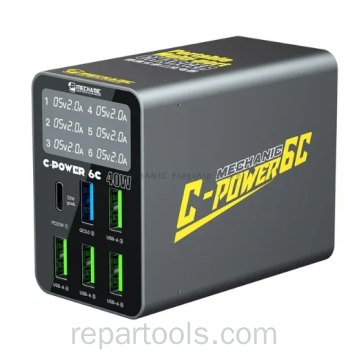 USB Charger MECHANIC C-POWER 6M/6C/6P/6S Multi Port Fast Charging Portable Intelligent Digital Display Multiple Protection 6C